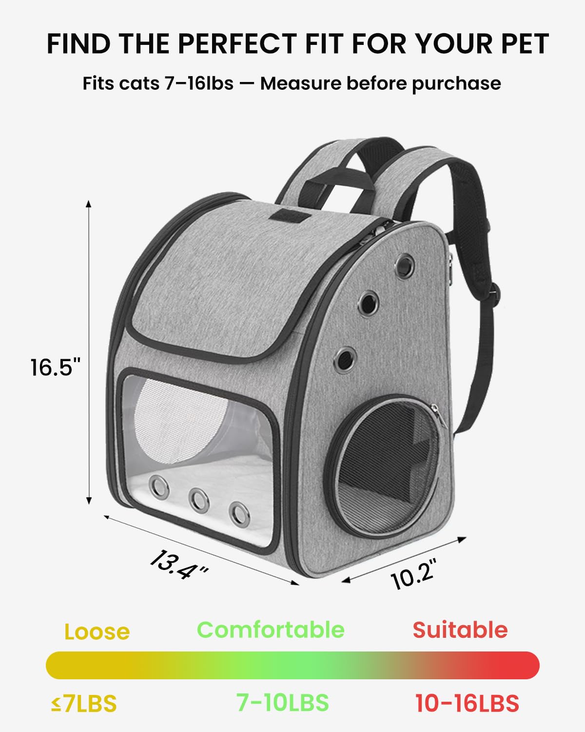 Mochila transportadora de Mascotas expandible para Gatos, Perros y Animales pequeños, transportador de Viaje portátil para Mascotas, diseño súper ventilado, Aprobado por aerolíneas, Ideal para