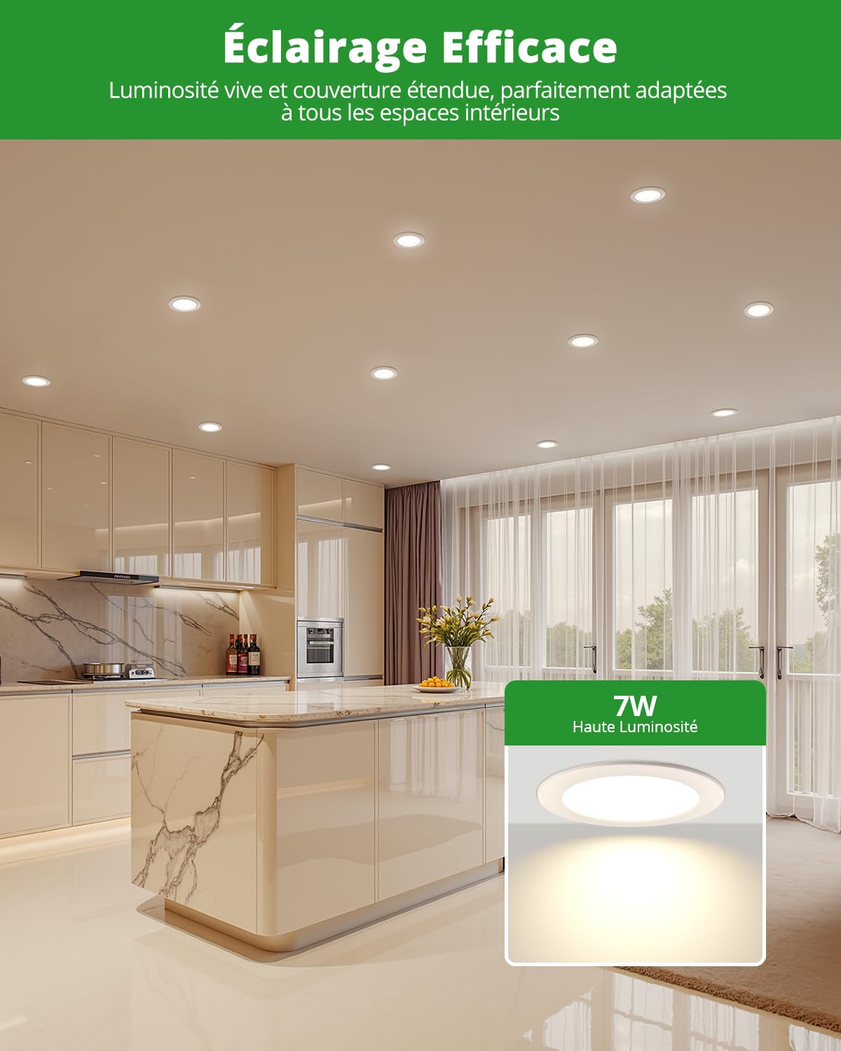 HOMEOW Lot de 12 Spot LED Encastrable Extra Plat 7W 220V 700LM IP44 4000K Blanc Neutre Diamètre 118mm Découpe 95-110mm
