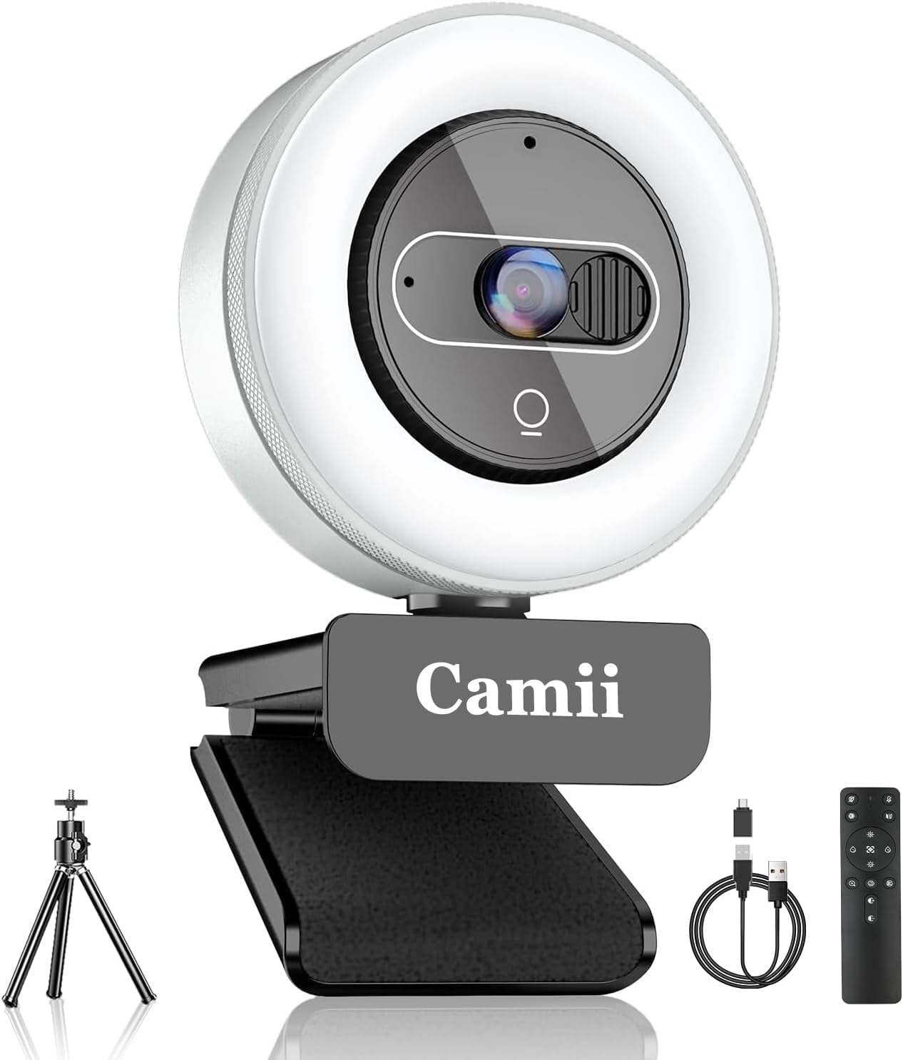 4K Webcam with Light, HD Webcam for PC with Remote Control, Built-in Privacy Cover, Adjustable Brightness, Noise Reduction Mics, for Zoom Skype Teams Laptop and Google Meet 4K Webcam with Light, HD Webcam for PC with Remote Control, Built-in Privacy Cover, Adjustable Brightness, Noise Reduction Mics, for Zoom Skype Teams Laptop and Google Meet