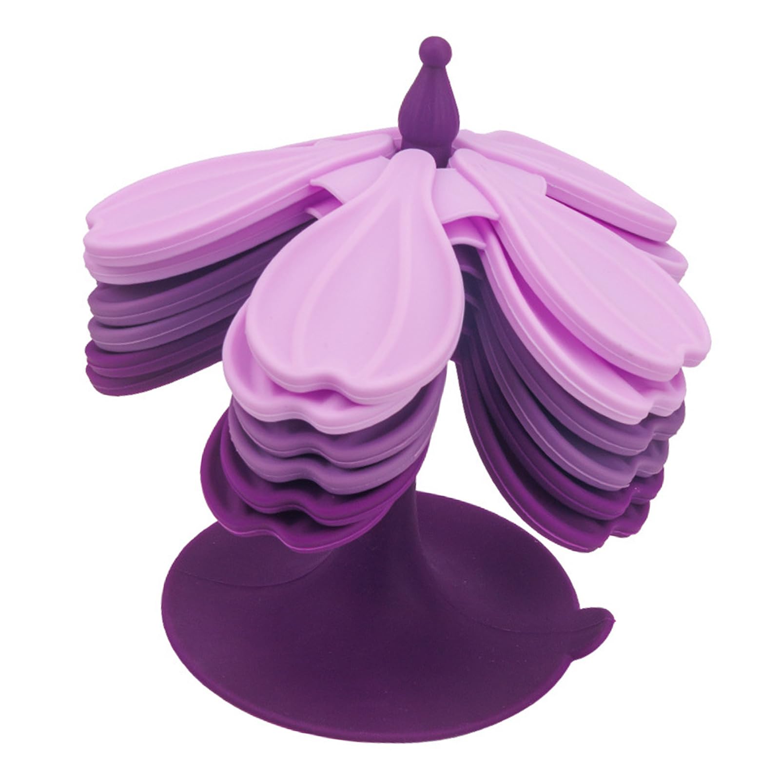 Heat Insulation Table Pad Set, Flower-Shaped Silicone Trivets with Folding Storage Stand for Home Dining Tables Silicone Trivet Set Flower Folding Table Pad Countertop Guard Cup Mat Heat Insulation
