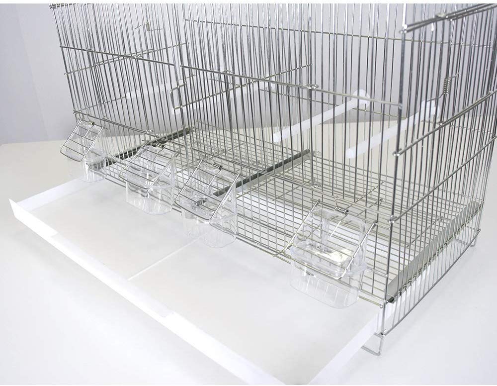 Pet's Solution - Gabbia Cova per Uccelli, Ideale per Allevamento e Predisposizione Modulare Verticale, con Divisori, Griglia e Vassoio Estraibili, Posatoi e Mangiatoie - Zincata