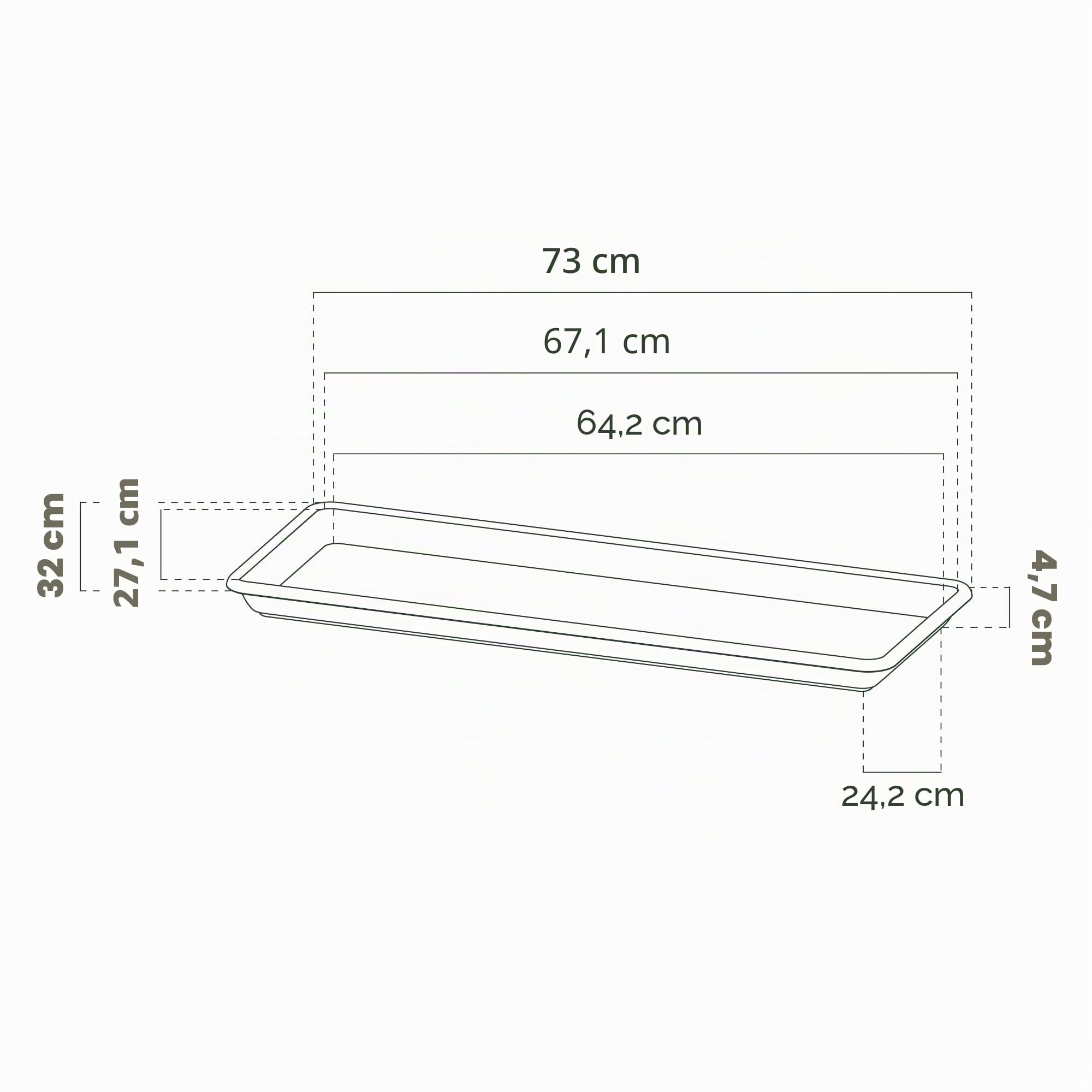 ARTEVASI Soucoupe RECTANGULAIRE Venezia,Anthracite, XL / 72cm