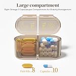 Betife AM PM Pill Organizer 7 Day, Weekly Pill Organizer 2 Times a Day, Daily Pill Box AM PM, Portable Travel Medicine Case, Day and Night Pill Container for Medication, Vitamin or Supplement(Brown)