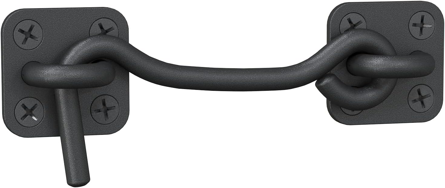 Sliding Barn Door Latch Lock for Locking Barns Sliding and Double Doors Gates Garage and Shed Doors - Wrought Iron Heavy Duty Hook and Eye Latch