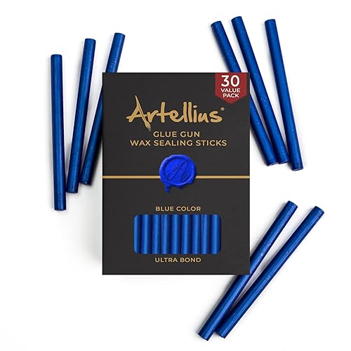 Miniatura 7 de Artellius Varillas de cera de sellado prémium (paquete de 30 unidades) para pistola de pegamento para sellos, cera de sellado de sobre para sellos