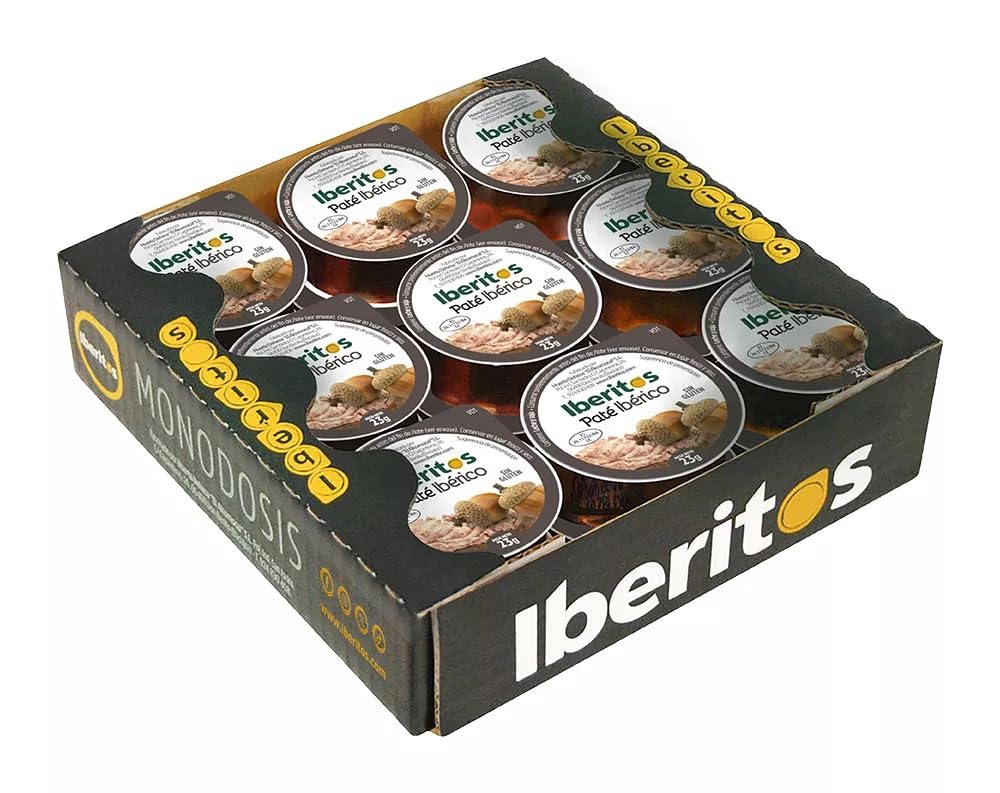 Iberitos Paté Ibérico Monodosis 18x23g | Paté Ibérico Individual para Desayunos y Aperitivos | Formato Hostelería Bar Cafetería Catering