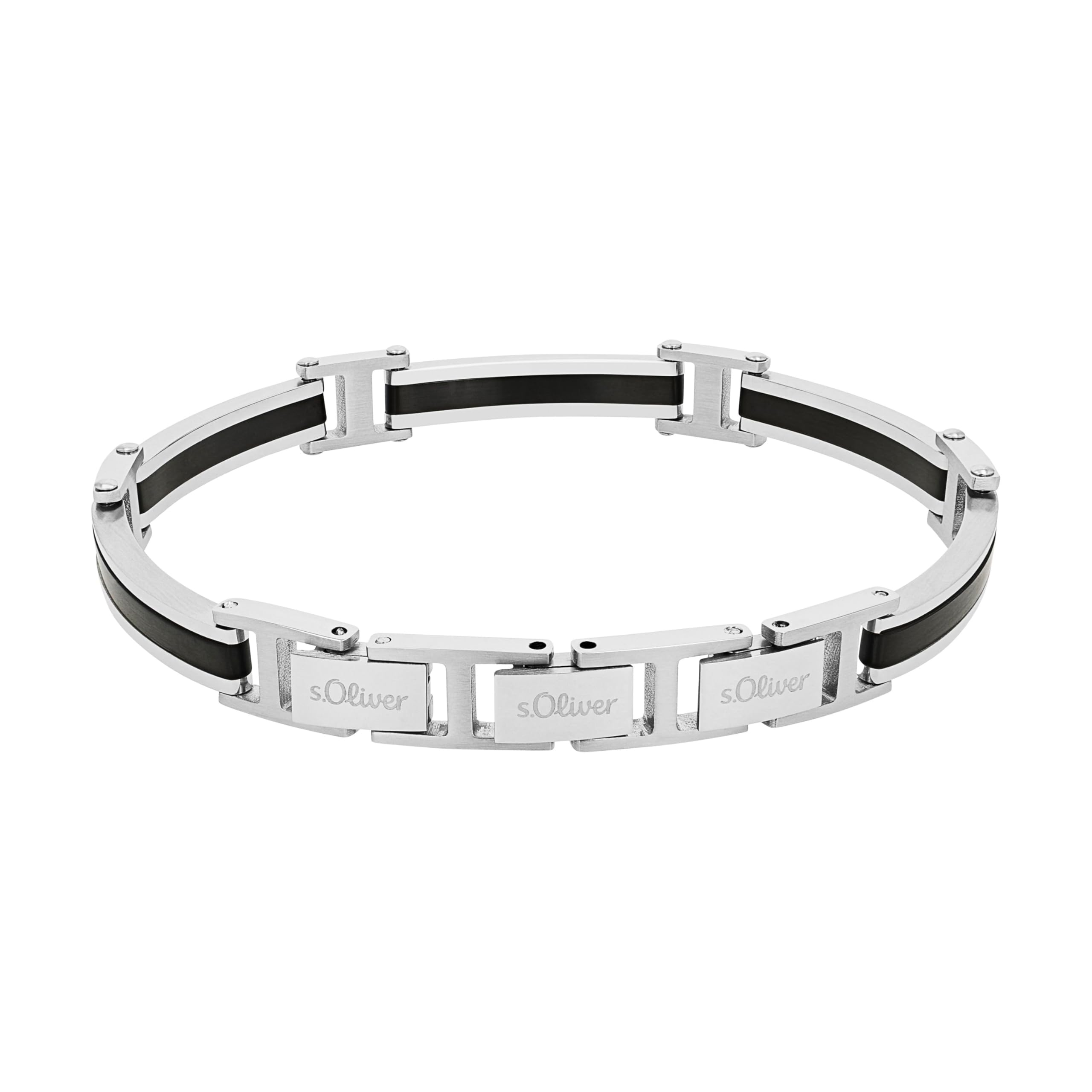 s.Oliver Armband Edelstahl Herren Armschmuck, 18,5+1,5+1,5 cm, Silber, Kommt in Schmuck Geschenk Box, 2035798