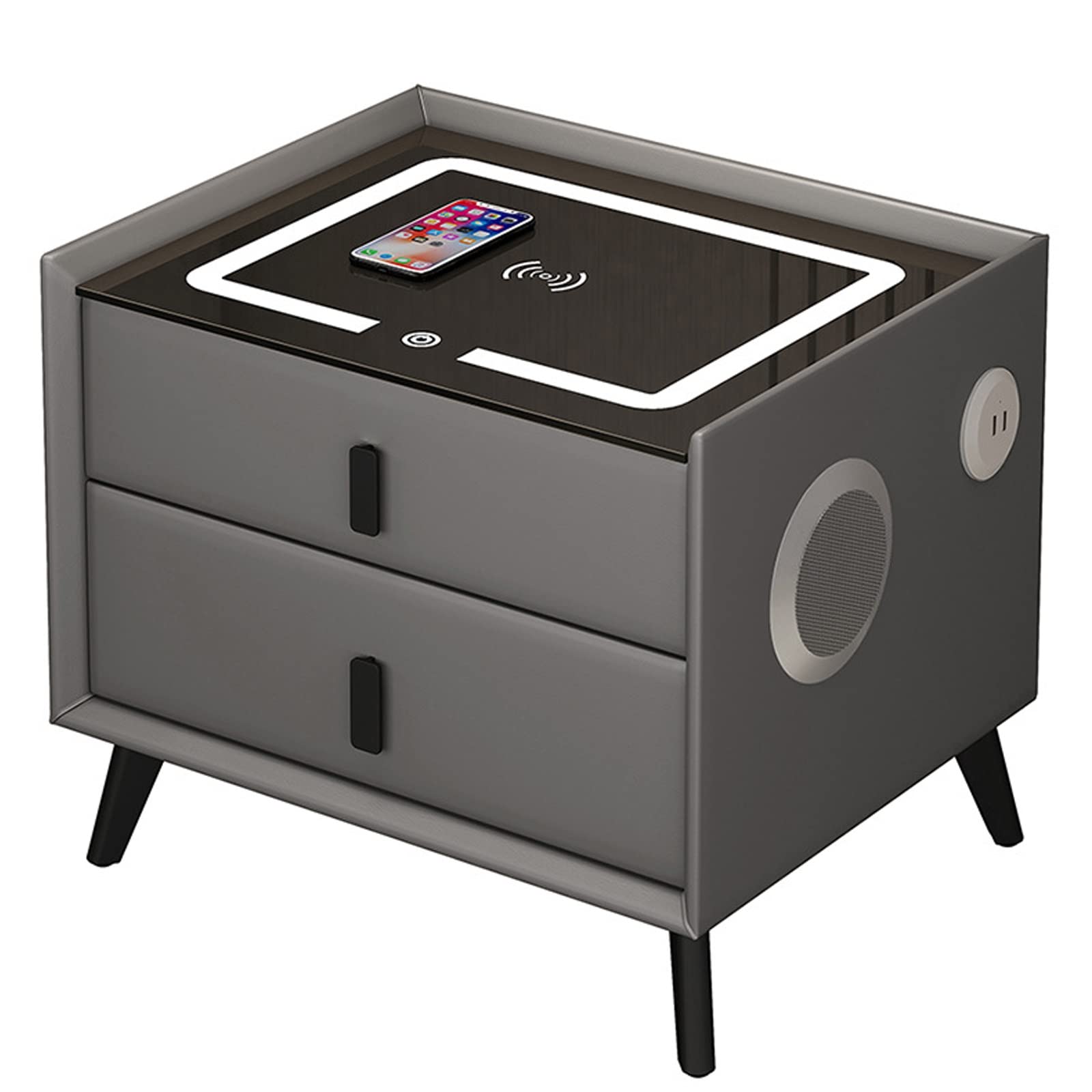 Table de chevet moderne avec 2 tiroirs et éclairage LED pour ambiance de chambre