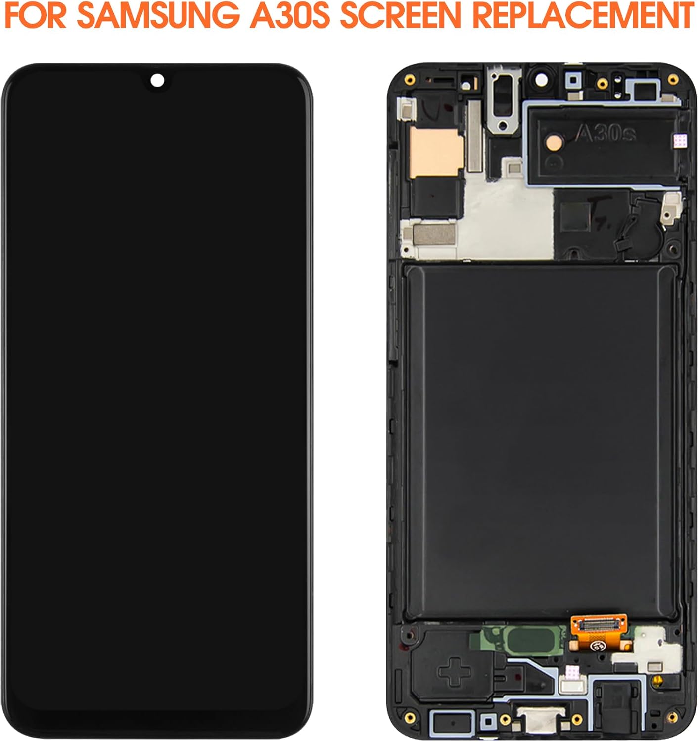 OLED Screen for Samsung Galaxy A30S Screen Replacement for Samsung A307 LCD Screen SM-A307F,SM-A307G Touch Display Digitizer Assembly Repair Parts with Frame（Black with Figerprint Function）
