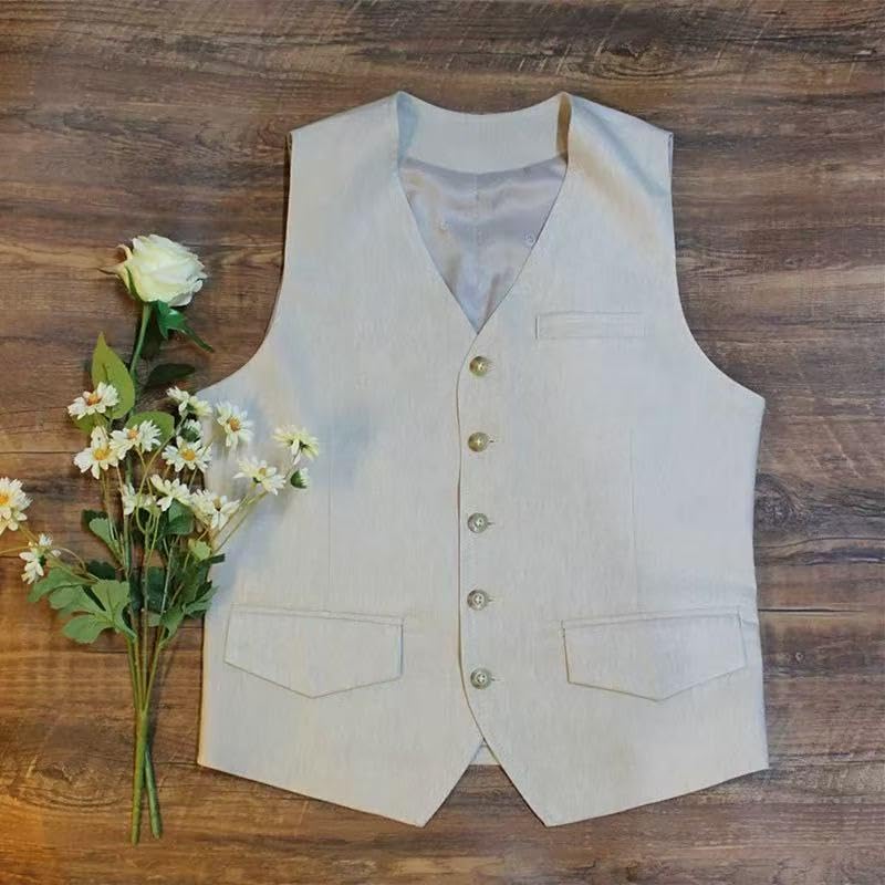 Tuikayoo Men's Casual Business Vests Lightweight Summer Beach Waistcoat Slim Fit Suit Vest2