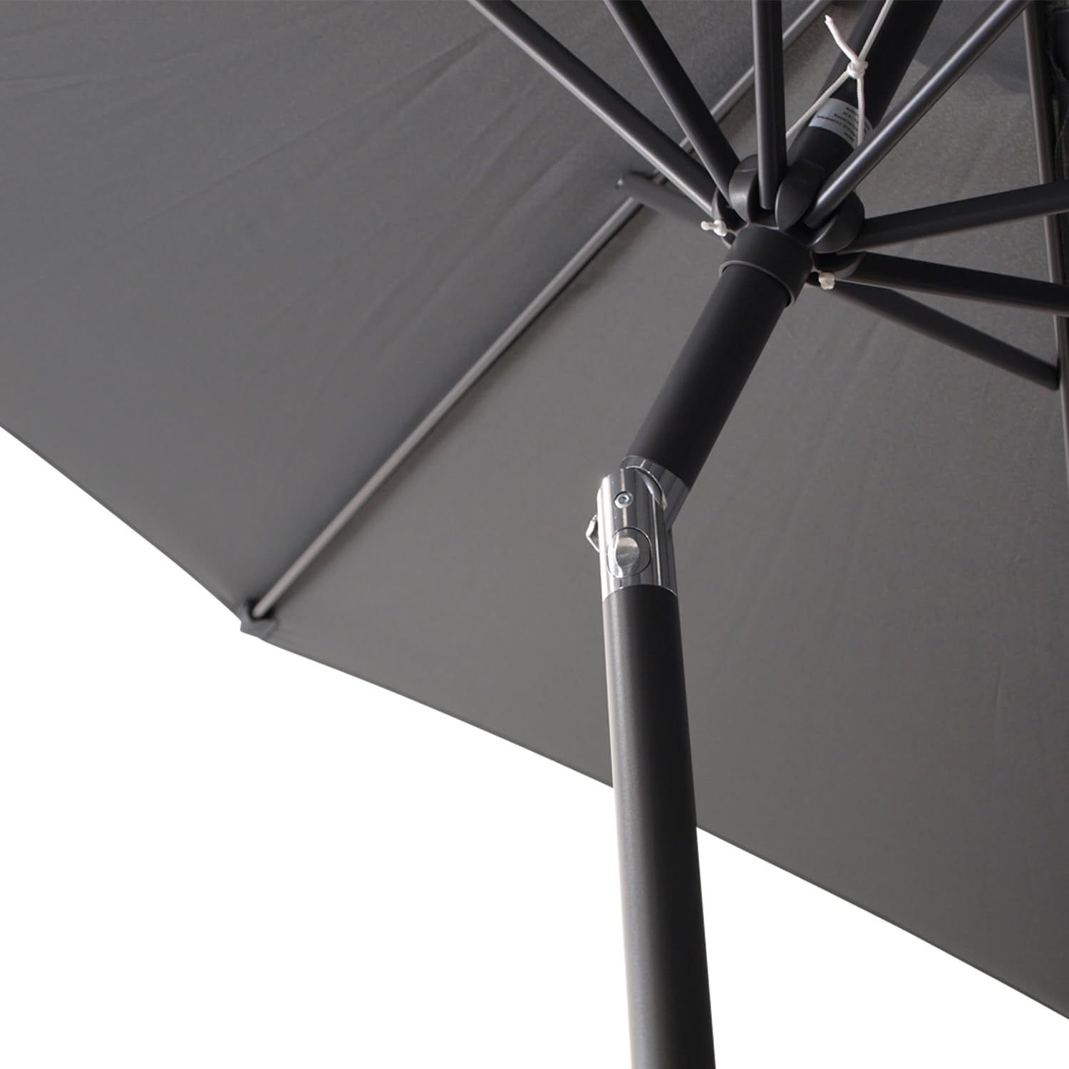 DEGAMO Marktschirm 300cm mit Kurbel grau, knickbar, Material Bezug 100% Polyester, Metall, Gewicht 6kg