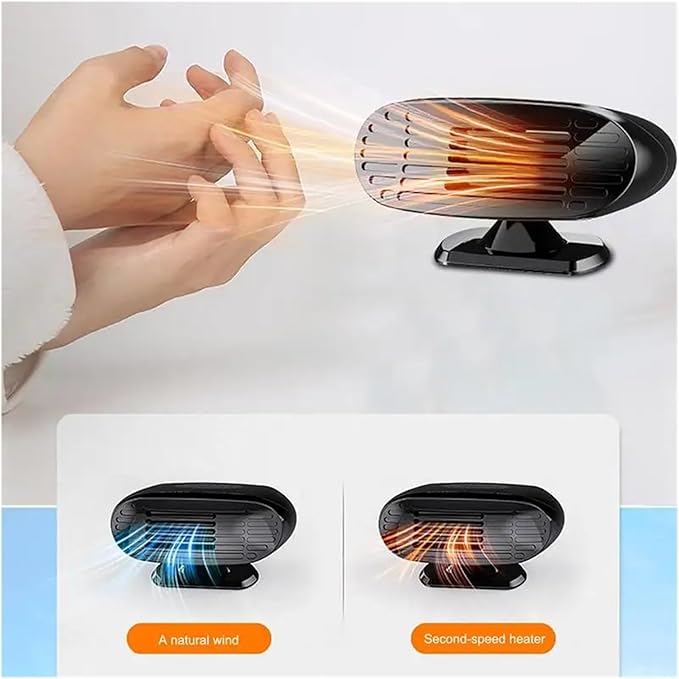 Calefactor Eléctrico Portátil 12V 2 en 1 con Ventilador y Base Giratoria miniatura 4