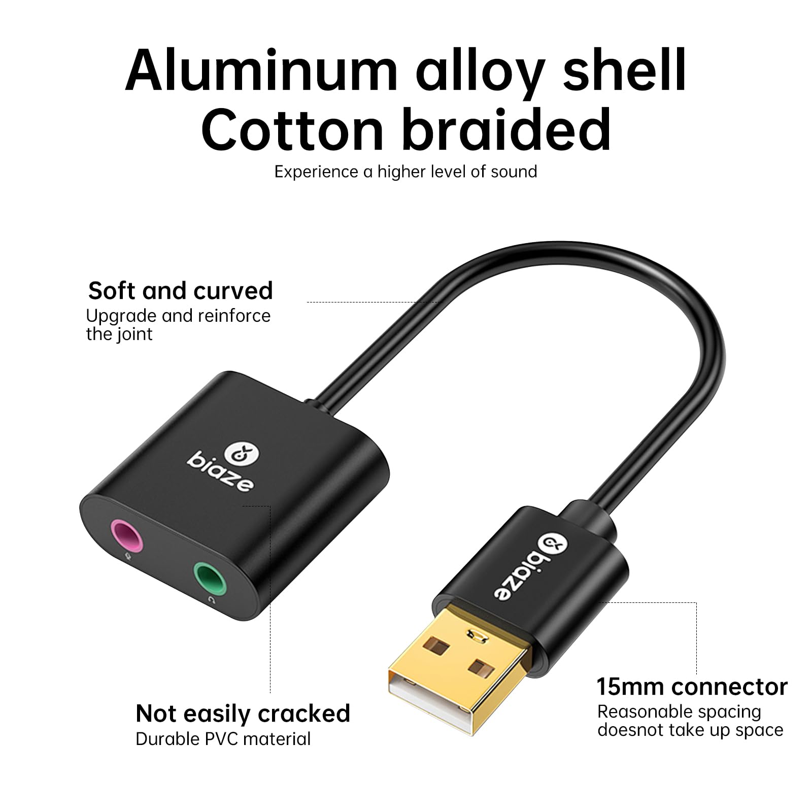 Adaptateur audio USB vers jack 3,5 mm - Carte son externe avec casque et microphone 3,5 mm - Prise TRS vers USB - Compatible avec Windows, ordinateurs portables, ordinateurs de bureau, Windows, Mac
