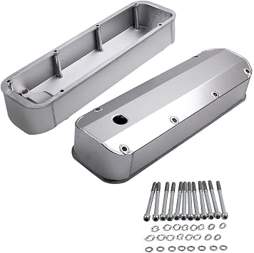 1 SET SHLPDFM Valve Covers Satin finish Fabricated Aluminum Tall Valve Covers Tall Bolts 1/4 Billet Rail Compatible with Big Block Ford 429 460