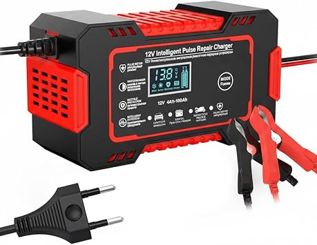 12V 6A Battery Charger for Dodge Charger LX LD 7/6/5.Gen | SXT/GT/RT/SCAT/SRT Hellcat 2005-2025, Car & Motorcycle Battery Charger, with LCD Display, Auto Stop, Pulse Repair, Multi-Protection