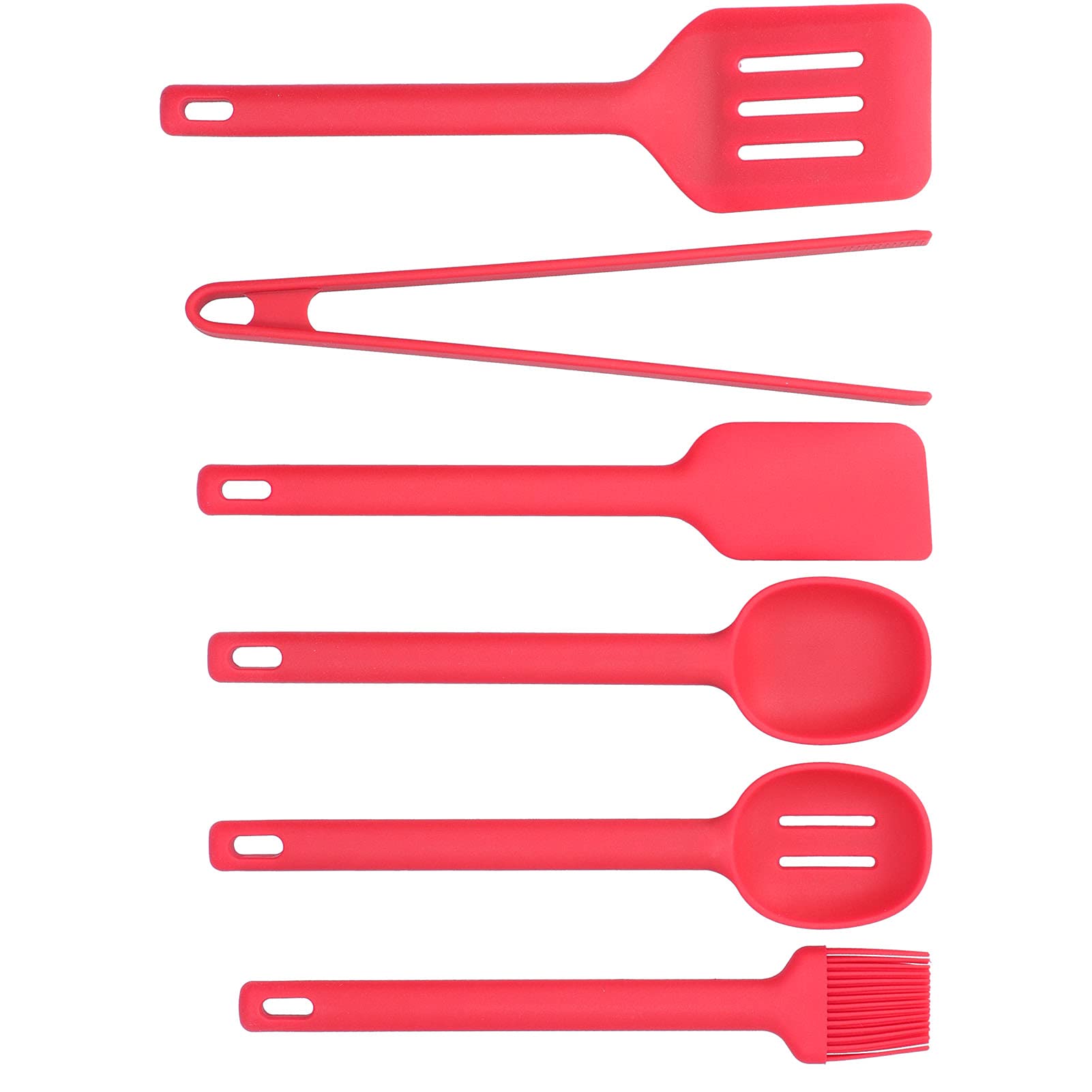 Set di 6 Utensili da Cucina Rossi con Isolamento Termico e Silicone antiscottatura per Cucinare