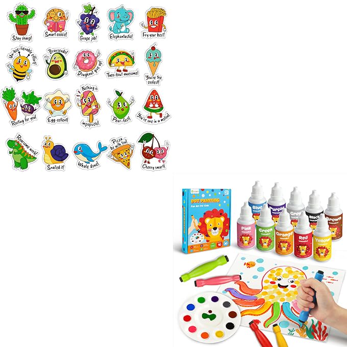 D-FantiX 800PCS Punny Teacher Sticker for Student & Washable Paint Dot Markers for Toddlers