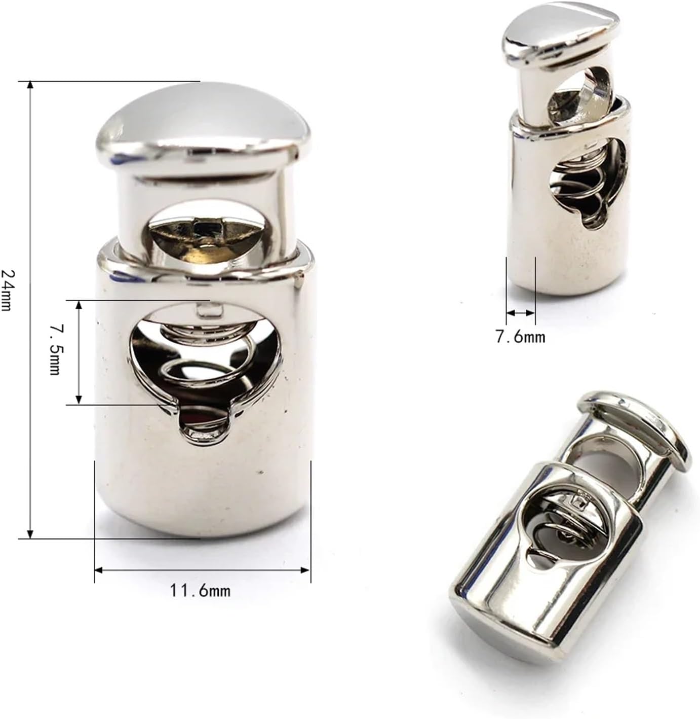 Cord Locks 10Pcs Alloy Cord Lock Stopper Spring Toggle Clip for DIY Accessories for Drawstring(White)