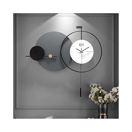 Large Modern Wall Clock for Living Room,Decorative Silent Battery Operated Wall Clock with Pendulum Metal Large Modern Wall Clock for Living Room,Decorative Silent Battery Operated Wall Clock with Pendulum