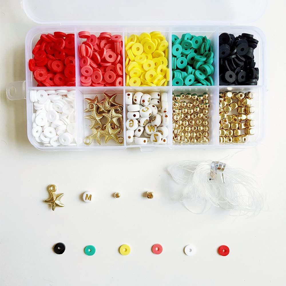 Arcilla Espaciadores,10 rejillas Kits De Cuentas De Bricolaje , Espaciadores De Arcilla PoliméRica Hechos A Mano Del Medio Ambiente para collares, pulseras, pendientes bisutería