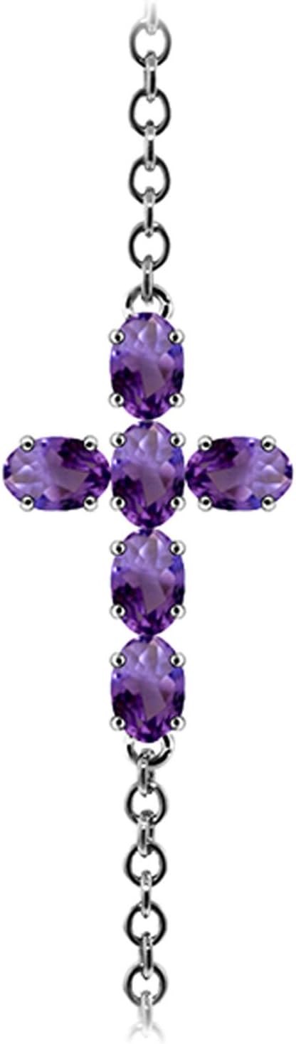 Amethyst Cross Bracelet in 14k White Gold - Image 3
