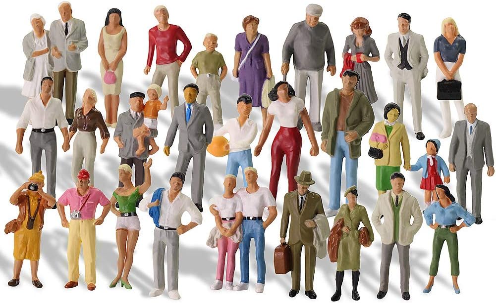 P4310 30 PCs O Gauge Figures All Standing 1:43 O Scale Model Trains Passengers 30 Different Poses People Model Railway for Miniature Scenes