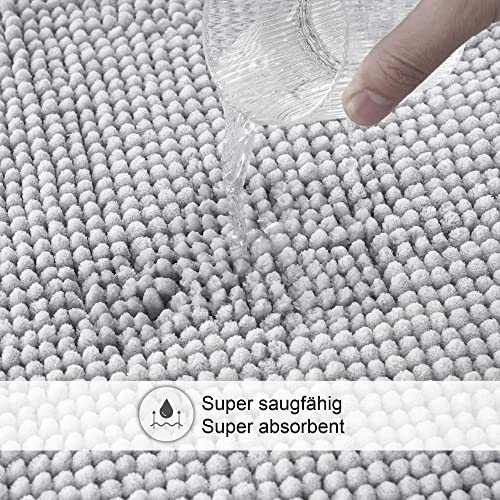 Decomira Badematte rutschfest | Als Badteppich Set kombinierbar | Badezimmer-Teppich Bad-Vorleger waschbar aus Chenille… – Bild 6