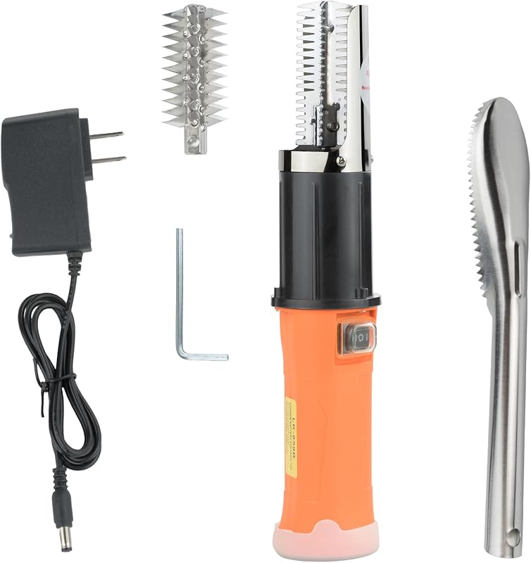 Herramientas eléctricas inalámbricas para escalar pescado, batería recargable incorporada de 12 V, 2 cabezales de corte, rotación bidireccional, resistente al agua IPX7, removedor eléctrico de escala de pescado, removedor de escamas de pescado, herramienta profesional para descalcificar pescado