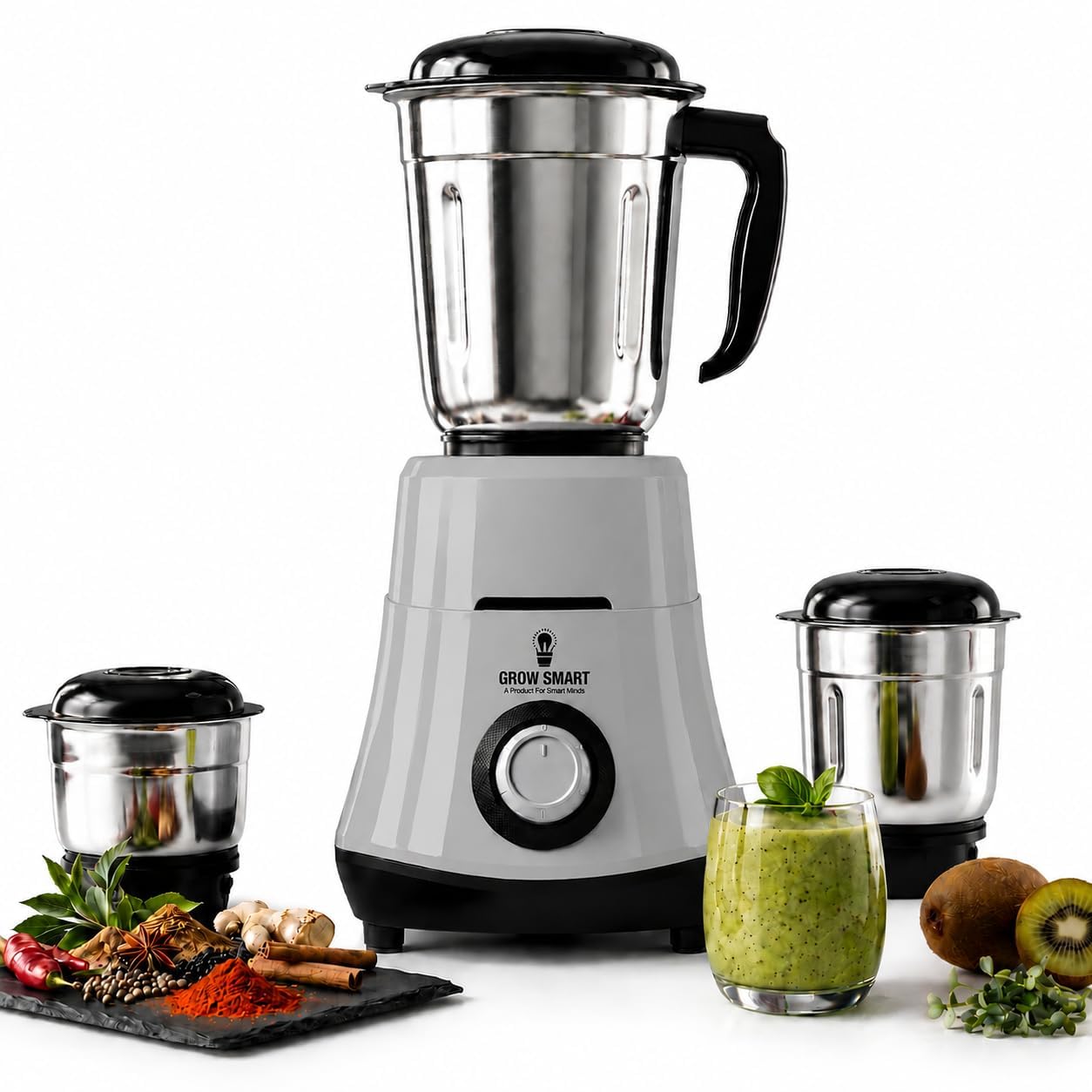 Hydro Combo 750 Watts Juicer Mixer Grinder With 3 Stainless Steel Jars & 1000 Watt Light Weight Electric Non Stick Soleplate Iron Super Combo (3 Jars, Grey Black) 12 Month Motor Warranty-image-29