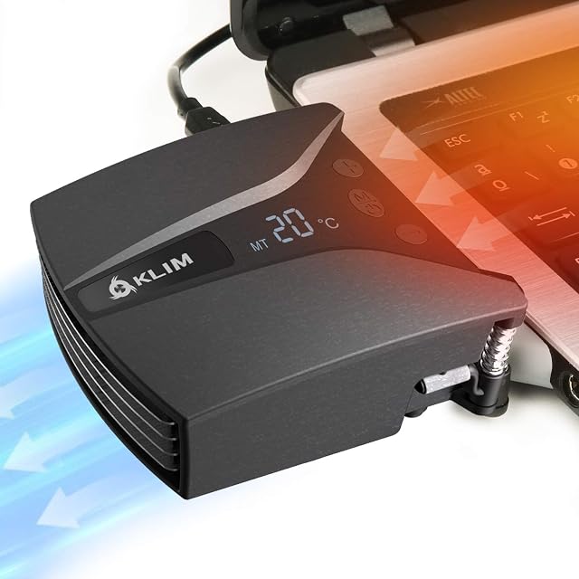 KLIM Tempest | Laptop Cooler With Vacuum Fan | Innovative Design for Rapid Cooling | Temperature Detection + Automatic/Manual Mode + 4000 RPM | Compatible with Laptop Cooling Pads | NEW 2022