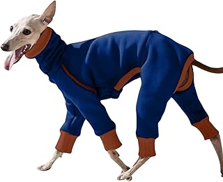 Schlanker Hunde-Winterkleidung, Windhunde, Stretch-Fleece, 4 Beine, warmer Overall, Mantel, Whippet, Einteiler für kaltes Wetter, Einteiler, Pyjama, Größe 5XL (Blau) product image