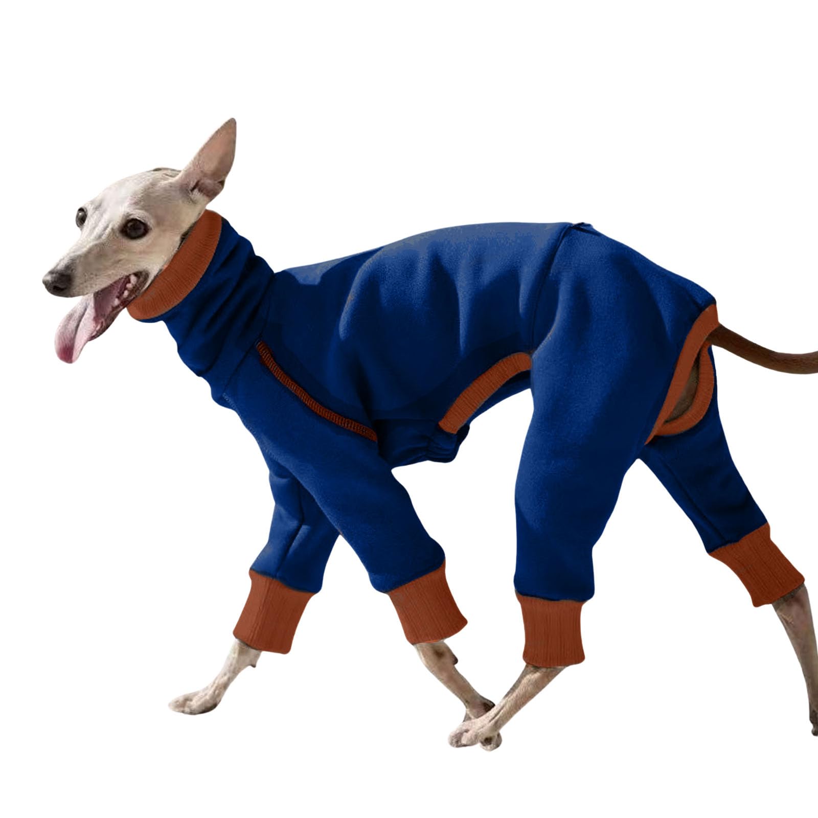 Lightweight Italian Greyhound Jumper,Whippet Clothes with legs,Windproof Turtleneck Dogs Jumpsuit,Dog Fleece Pajamas Pjs Pullover for Greyhound Lurcher,Blue_5XL — image 1