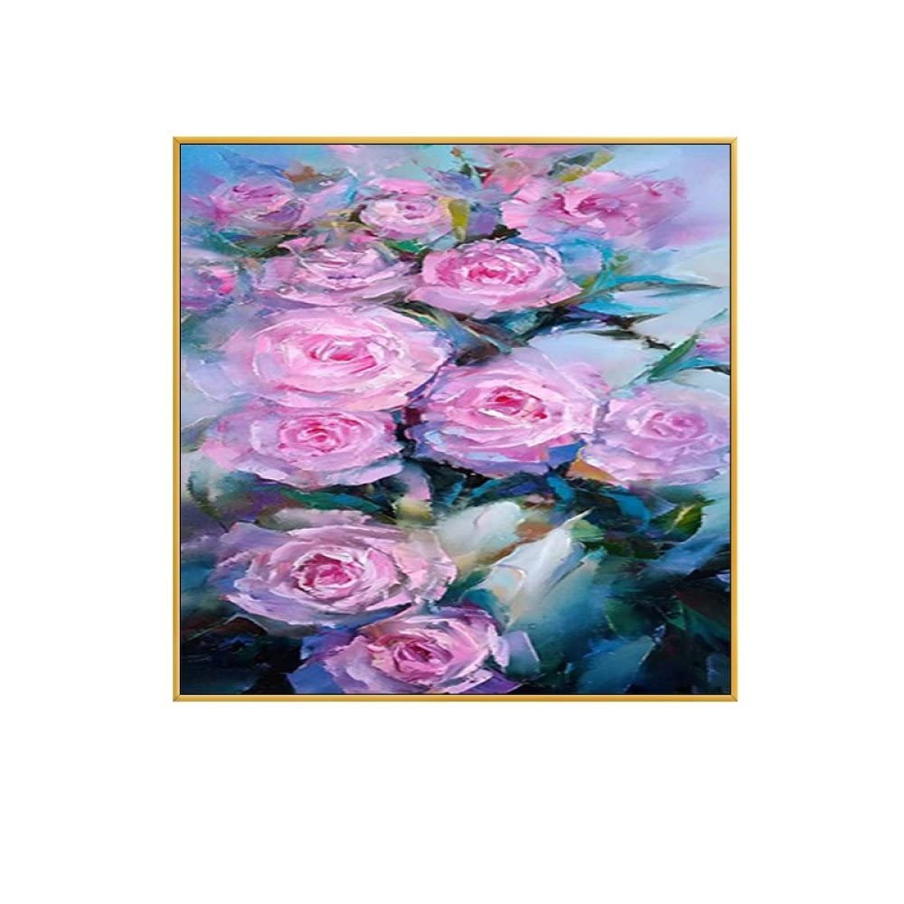 Peinture à l'huile rose 3D sur toile de 30x30 cm pour décoration de salon