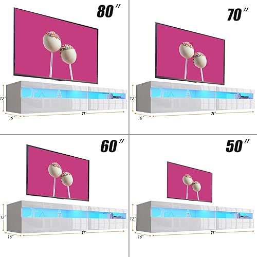 Miniatura 5 de Soporte flotante para TV, centro de entretenimiento flotante de 71 pulgadas montado en la pared, estante flotante de TV montado en la pared con