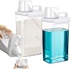 2300ml Washing Powder Storage 2 PCS Detergent Dispenser with Measuring Cup, Laundry Powder Storage Container, Laundry Detergent Storage for Fabric Softener, Soap, Flour, Laundry Storage Bottle