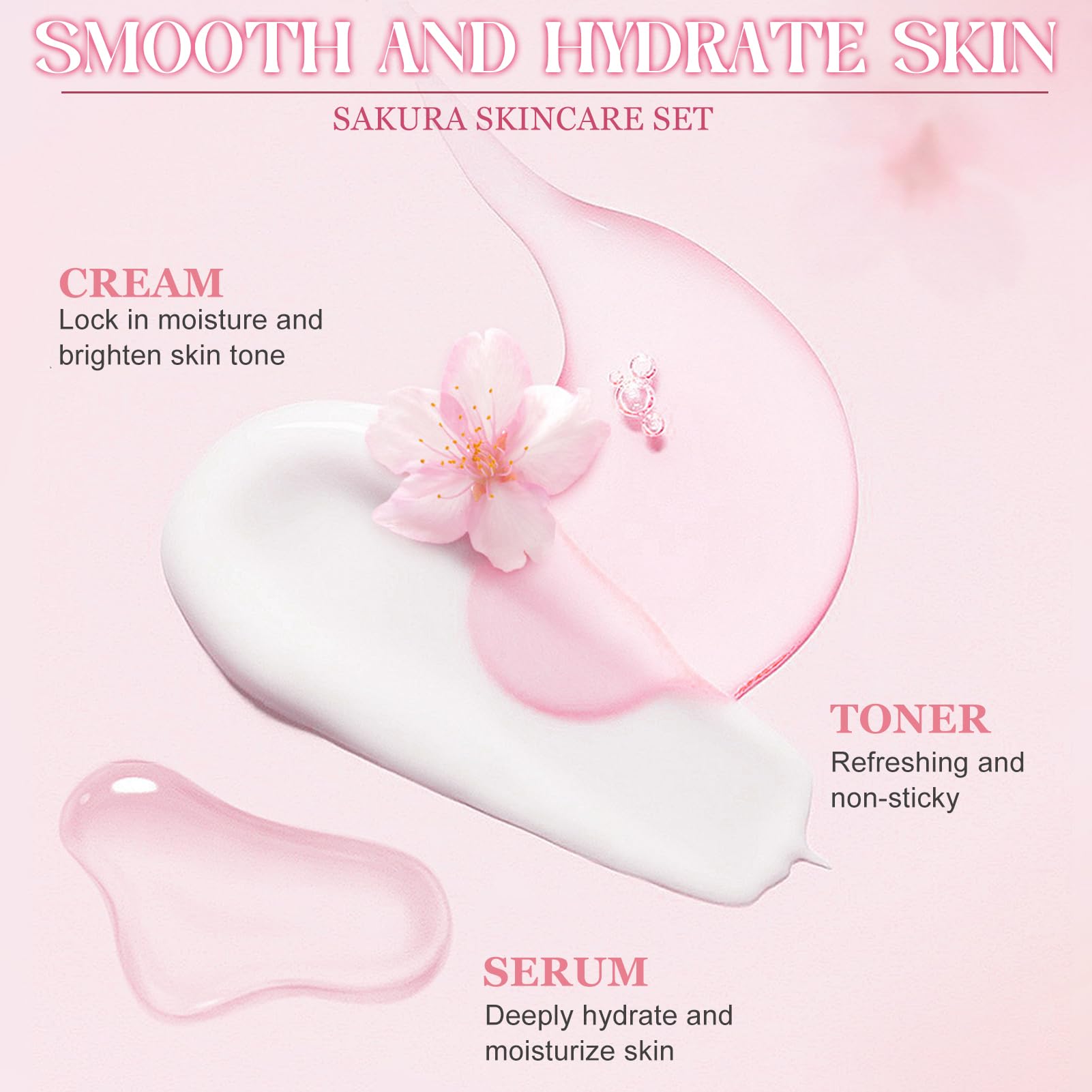 Kit per la Cura della Pelle Sakura 11 Pezzi, include Detergente, Tonico, Crema Viso, Siero e Crema per Gli Occhi, Set Skincare Viso Completo per Ragazze e Donne