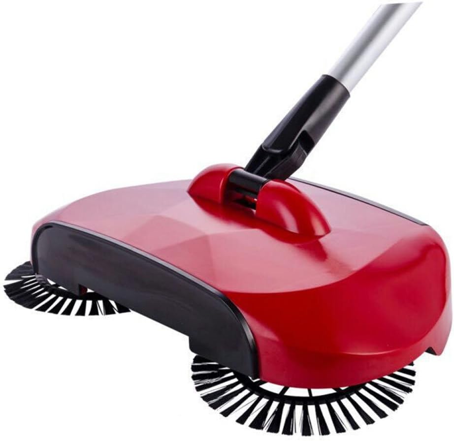 XTELARY Upgrade Household Lazy Automatic Robot Vacuum Cleaner Hand Push Sweeper Broom Without Electricity Dustpan Trash Bin 5 Colors (Red)