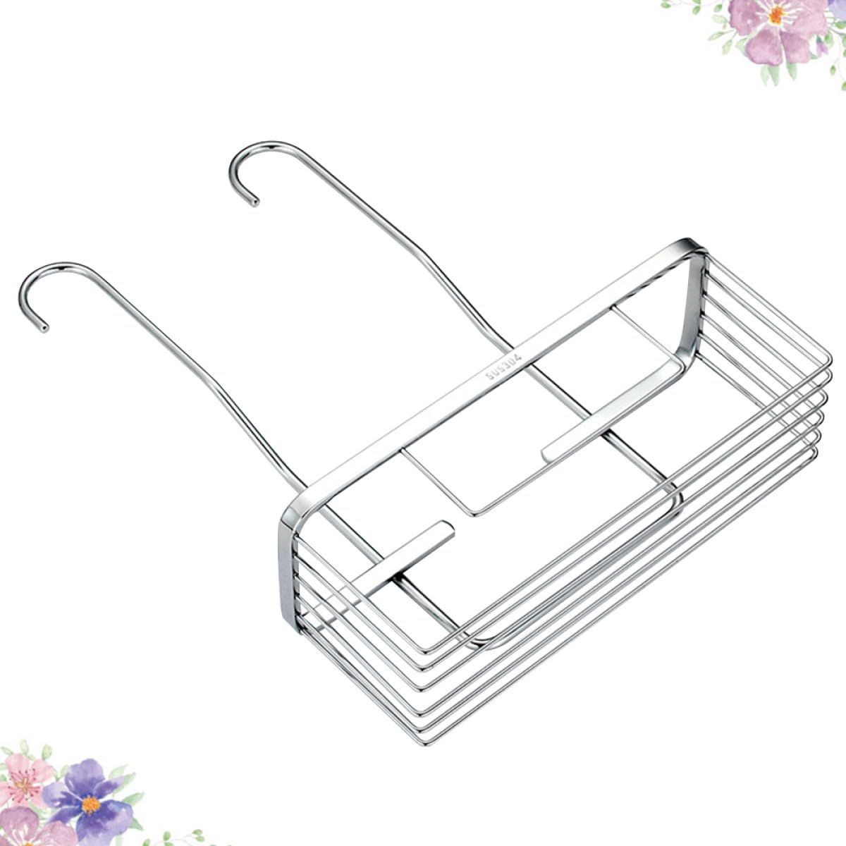 BESPORTBLE Mensola Portaoggetti per Doccia in Acciaio 1 Pezzo Scaffale Sospeso Resistente e Spazioso per Bagno e Cucina Organizer da Parete Anti-Ruggine Appendiabiti Integrato per Spazio