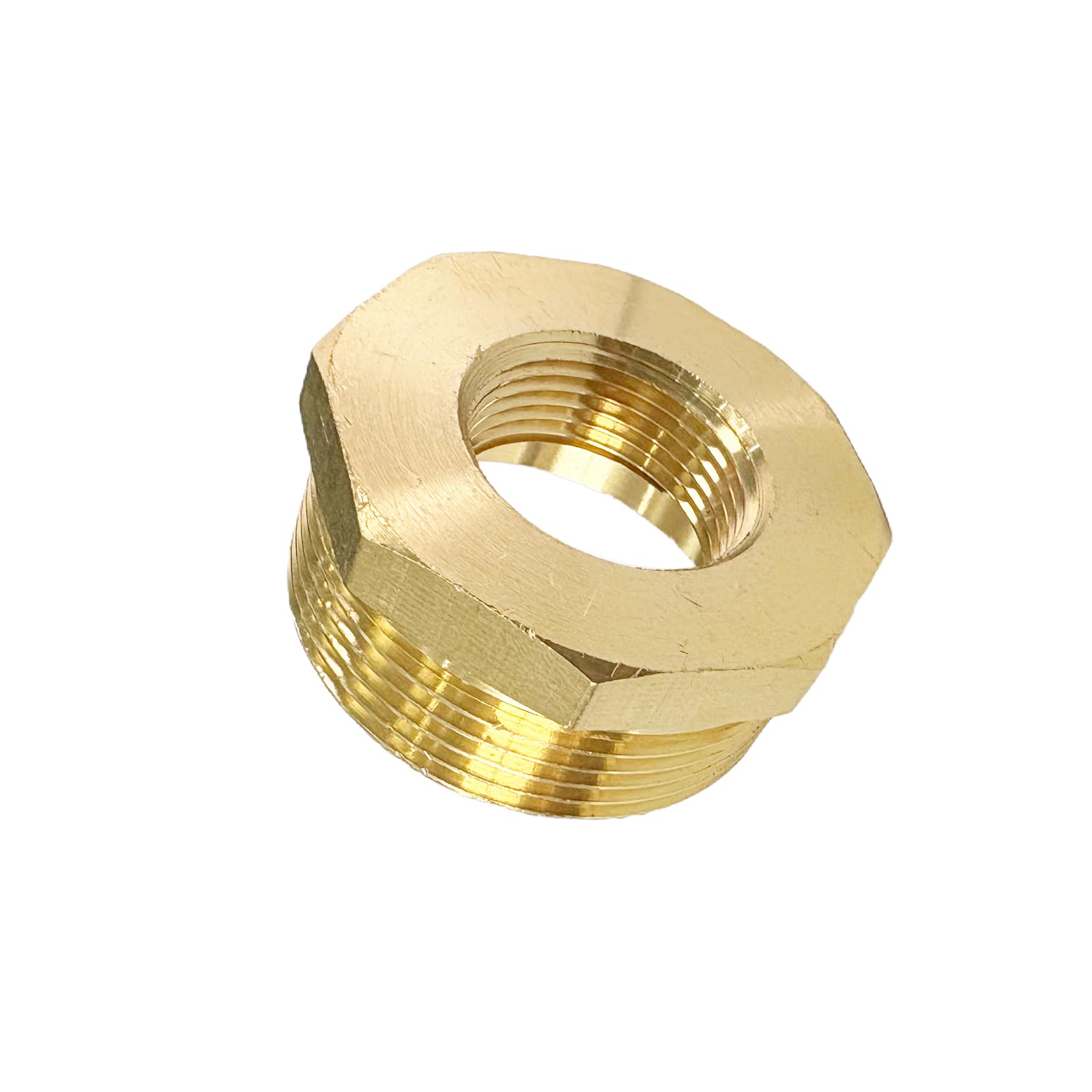 JENSWILL 1-1/2" NPT Male x 3/4" NPT Female Brass Reducer Hex Bushing Threaded Pipe Fitting Reducing Adapter Pack of 1