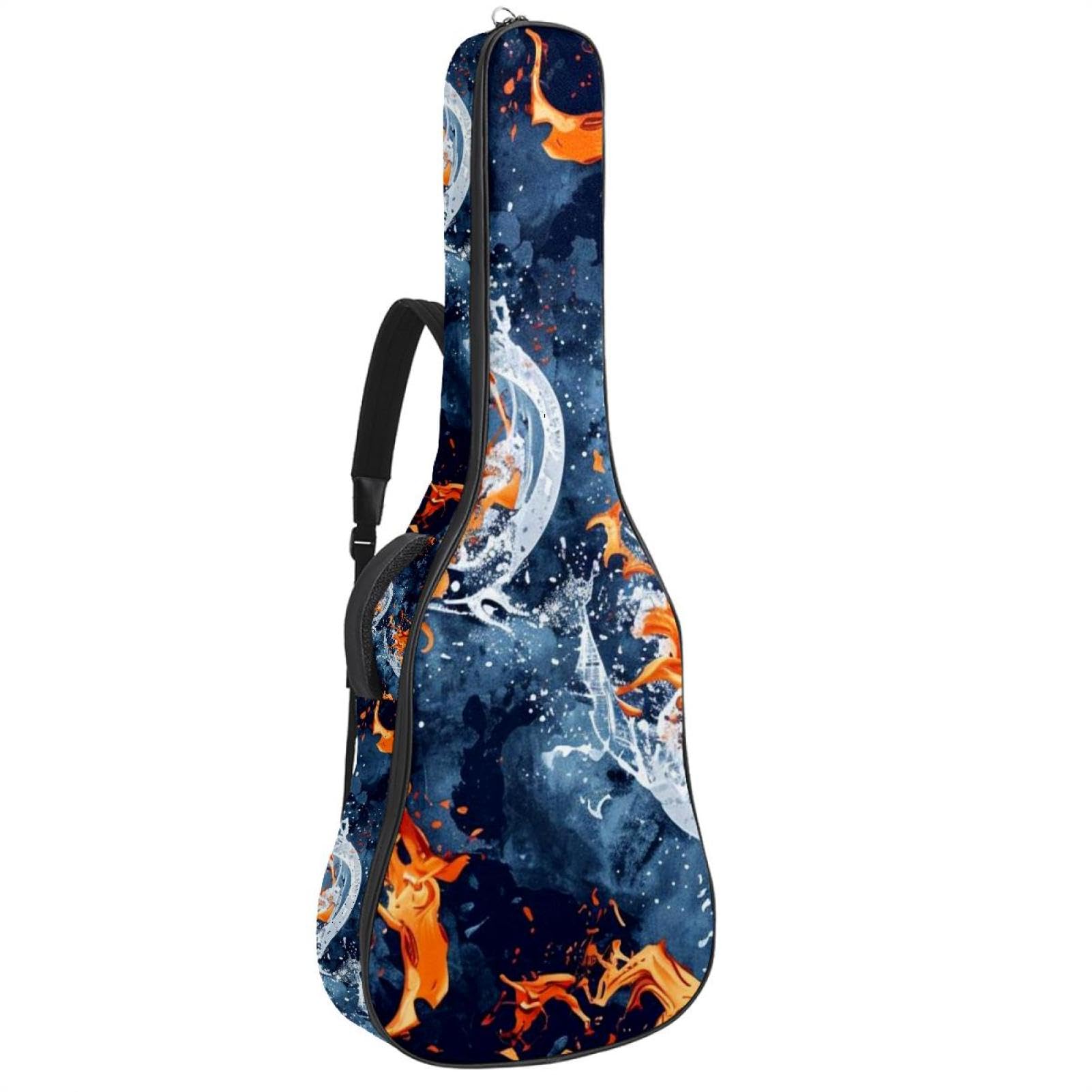 Sac de guitare acoustique 104 cm à motif hockey feu et eau avec bandoulière réglable - 8