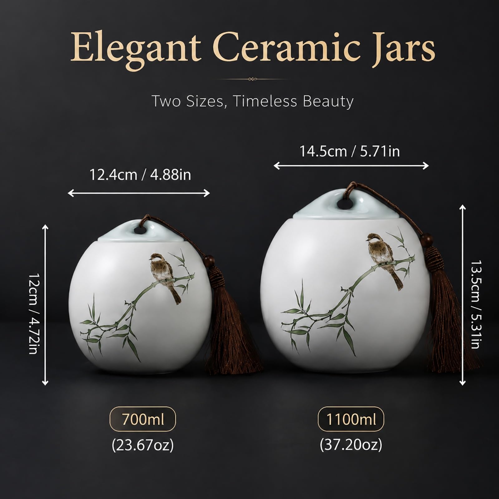 Ceramiczny pojemnik na herbatę ze szczelną pokrywką, wielofunkcyjny słoik kuchenny na herbatę, kawę, cukier i przekąskim, dekoracyjny pojemnik w stylu chińskim, organizer na blat do domu, biura