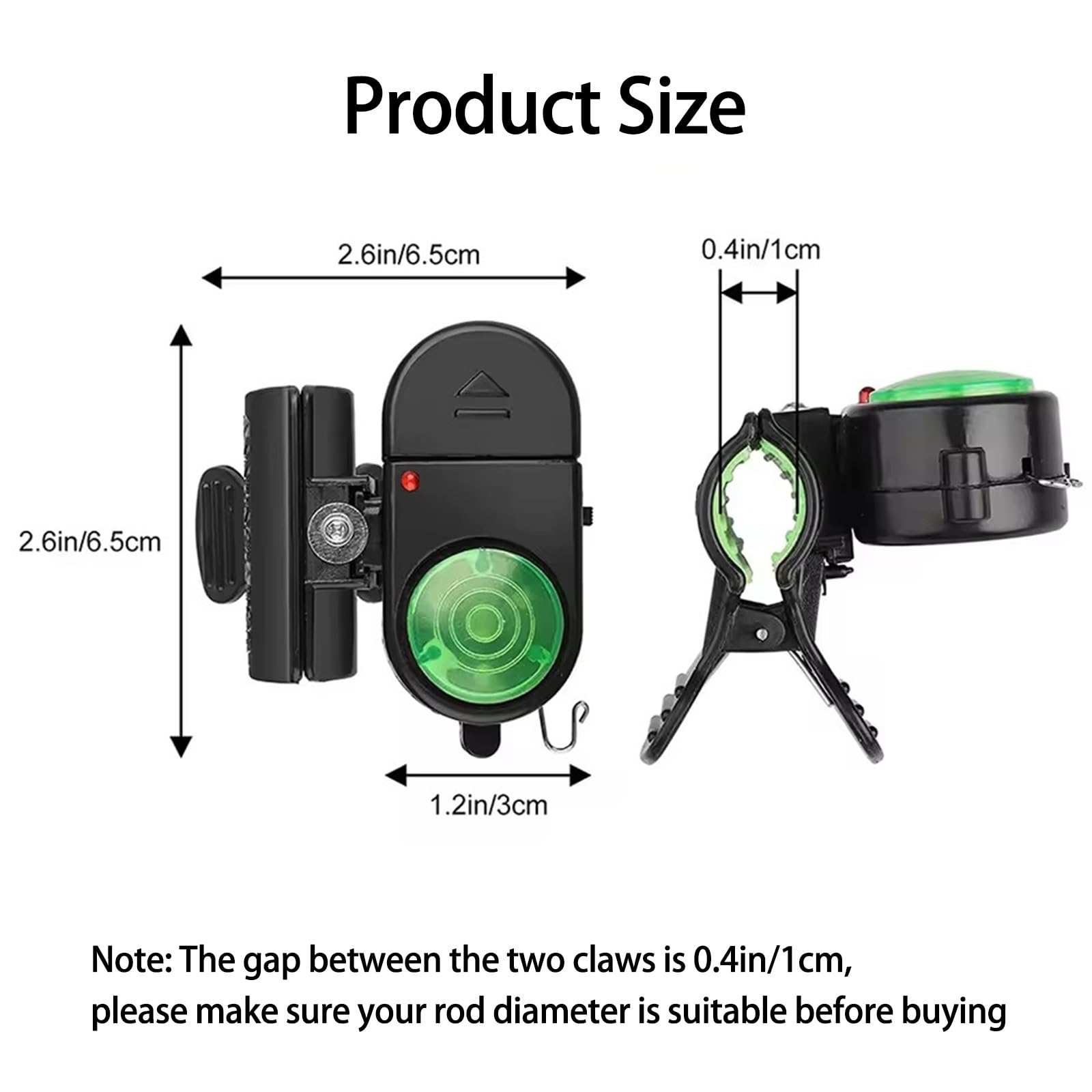 Alarma de Pesca Clip con Luz LED y Sonido, Alarma Caña de Pescar 2025 Electrónica Sensible con Indicador Cañas, Sensores Picadura Portátiles, Campanas Inteligentes(4pack)
