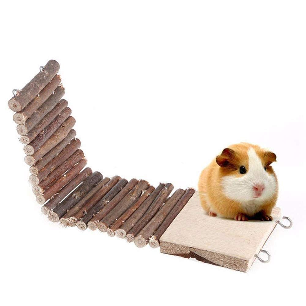 Uteruik Natuurlijke Houten Klimladder Kauwspeelgoed voor Huisdier Dwerg Hamster Rat Gerbil Muizen Chinchilla Guinea Varken Eekhoorn Kleine Huisdier Kooi Accessoires, 1 stks (r-#24