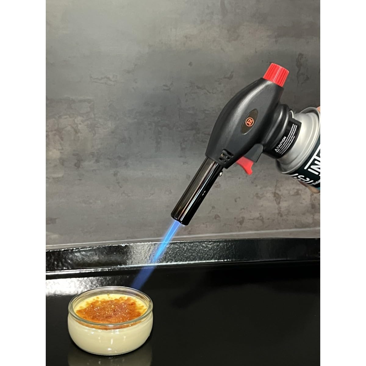 PROWELTEK – Soplete de gas 180 W – 360 °C + cartucho de gas butano 227 gr – Soplete de cocina encendido automático piezo llama ajustable