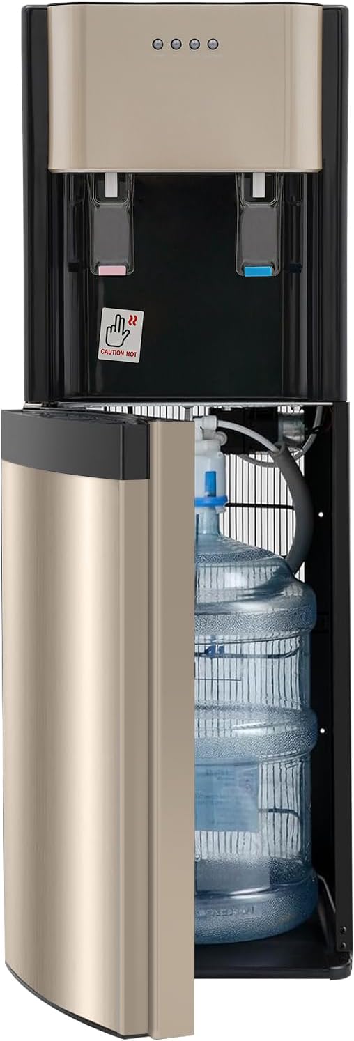 Bottom Loading Water Dispenser, for 20L/5.28 Gallon Hot & Cold Standing Water Dispenser with Temperature Settings of Hot Cold Water Cooler for Home Office Use (Gold)