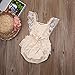 Newborn Baby Girl Ruffle Lace Romper Toddler Fly Sleeve Cotton Splice Layered Bodysuit (Beige Lace, 6 Months)