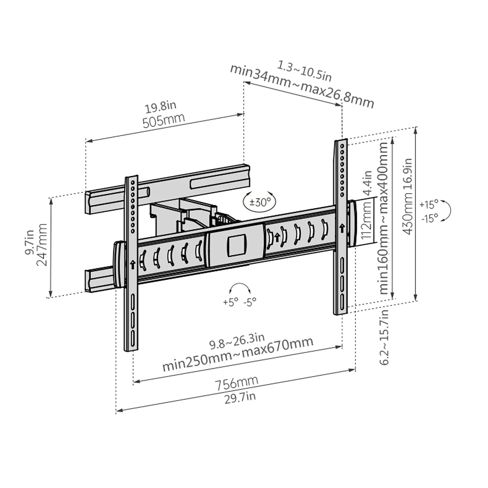 Soporte de TV de Piso, Totalmente dinámico, para Montaje en Pared, con extensión giratoria e inclinación, Soporte de TV Ultrafino Integrado para la mayoría de televisores de Pantal