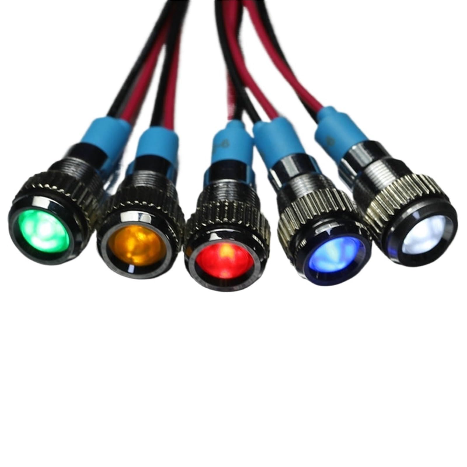 20 sztuk diod LED z metalową głowicą kulową 8 mm, 3-220 V, wysoka jasność, z kablem 150 mm (białe światło, 110 V)