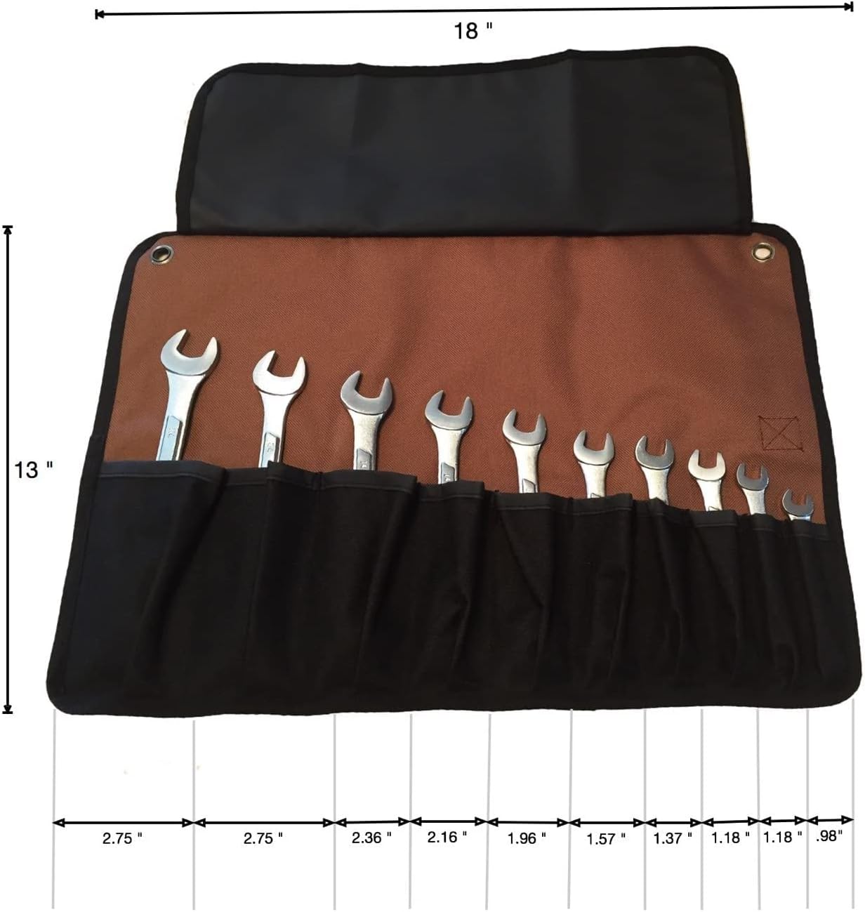 Beryland 10 Pocket Wrench Organizer - Tool Roll Up Bag