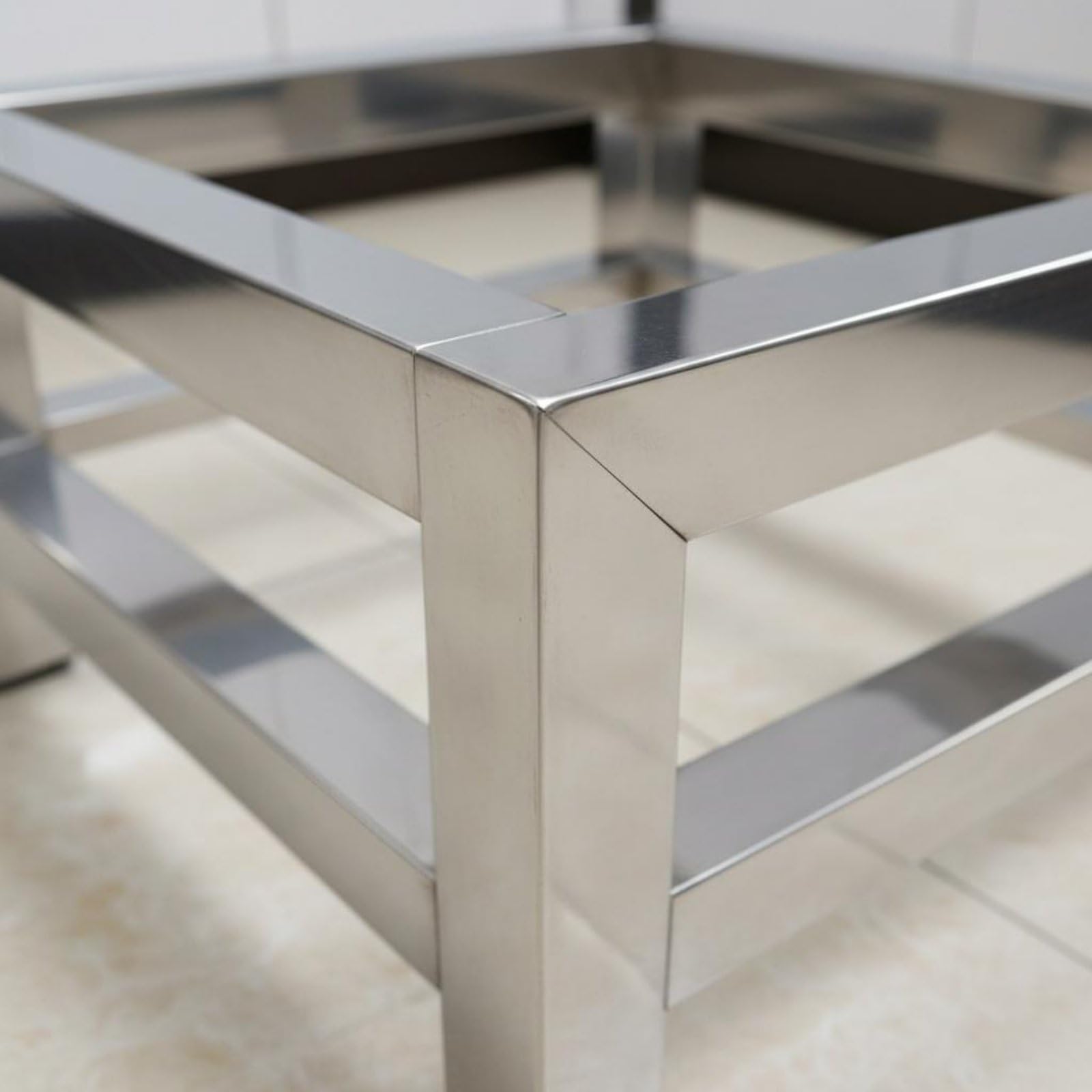 Estante de Acero Inoxidable Soporte Base Elevada Repisa Metálica Antideslizante Resistente al Agua Adecuado para Lavadoras Refrigeradores Plantas Decoración en Sala O Balcón , 45-45-10cm